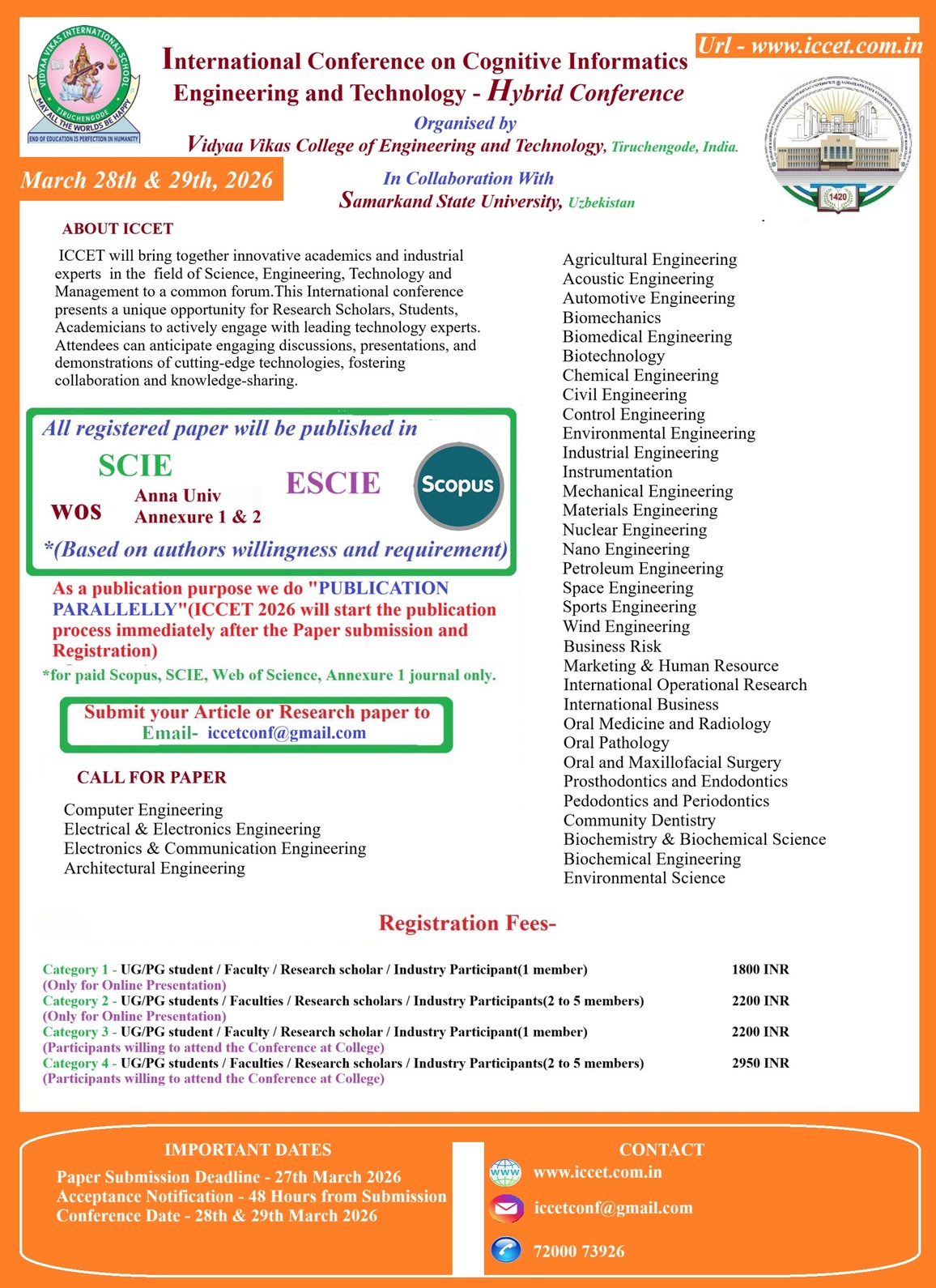 International Conference on Cognitive Informatics Engineering and Technology (ICCET) 2026