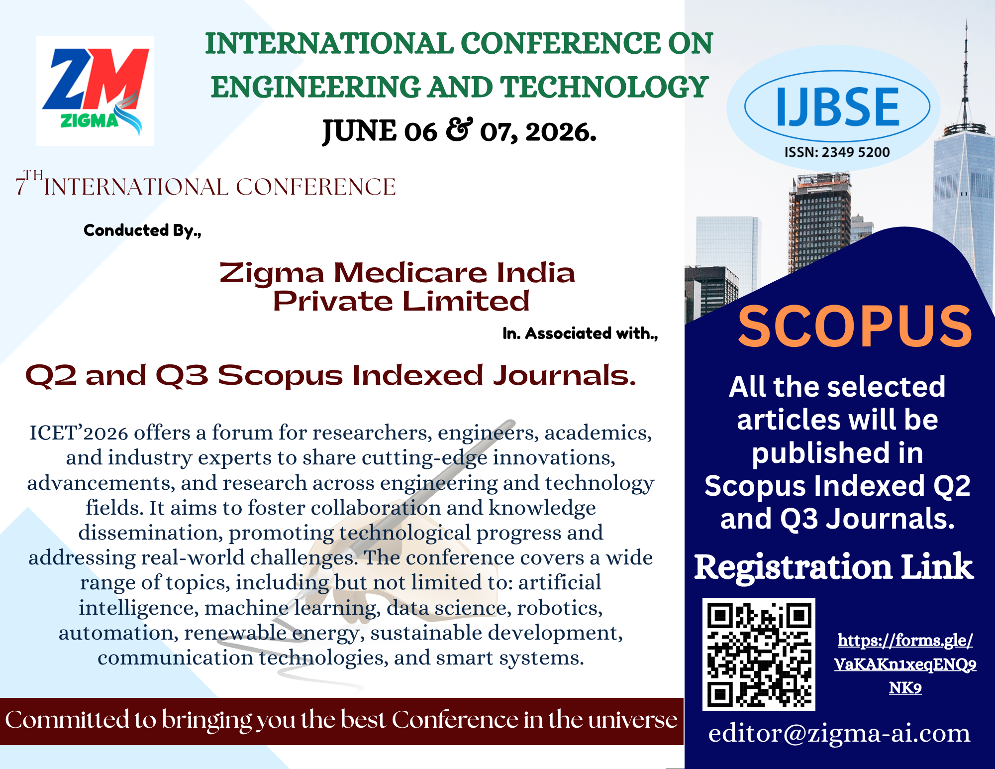 International Conference on Engineering and Technology ICET-2026 Poster