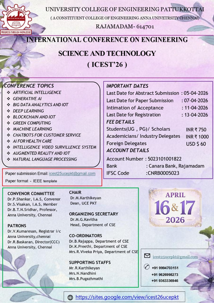 International Conference On Engineering Science and Technology 2026 Poster