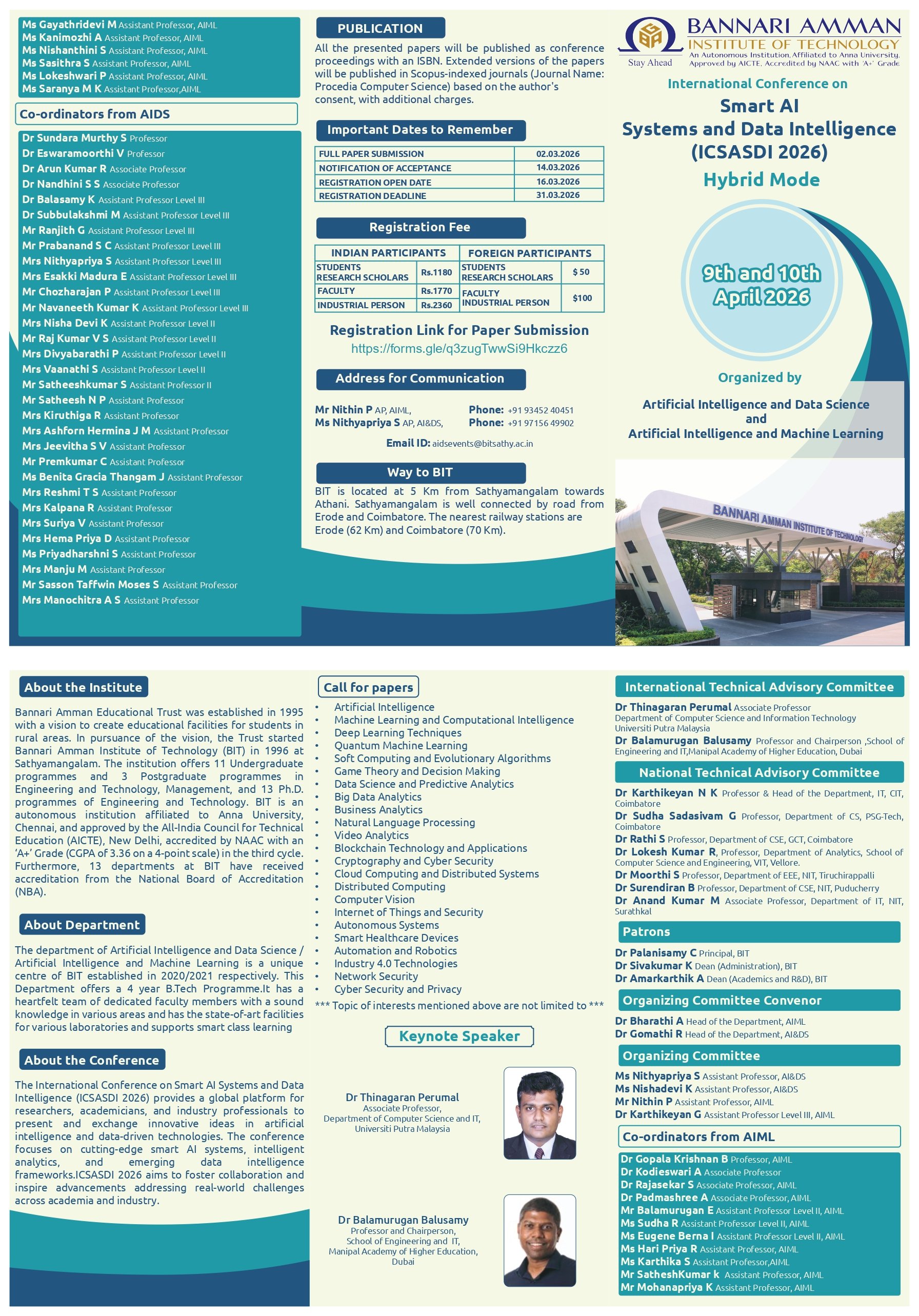 International Conference on Smart AI Systems and Data Intelligence (ICSASDI 2026)