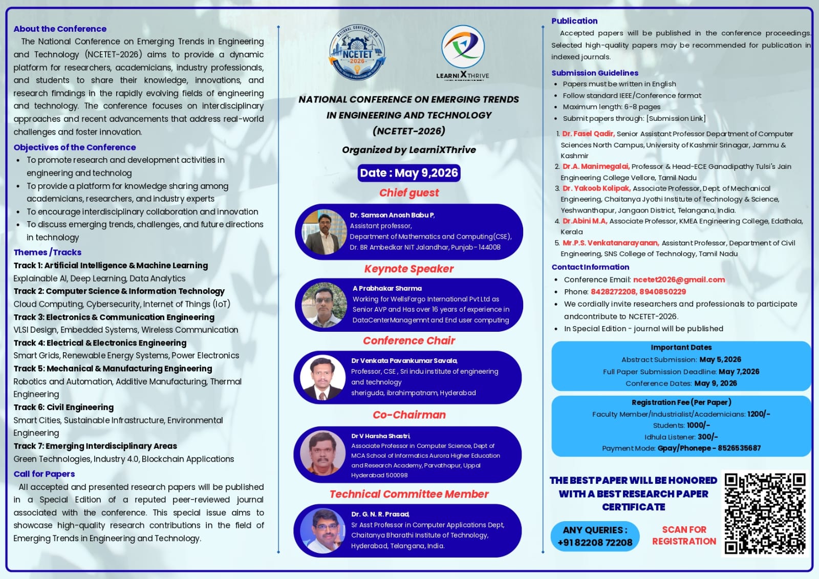 National Conference on Emerging Trends in Engineering and Technology (NCETET-2026) Poster