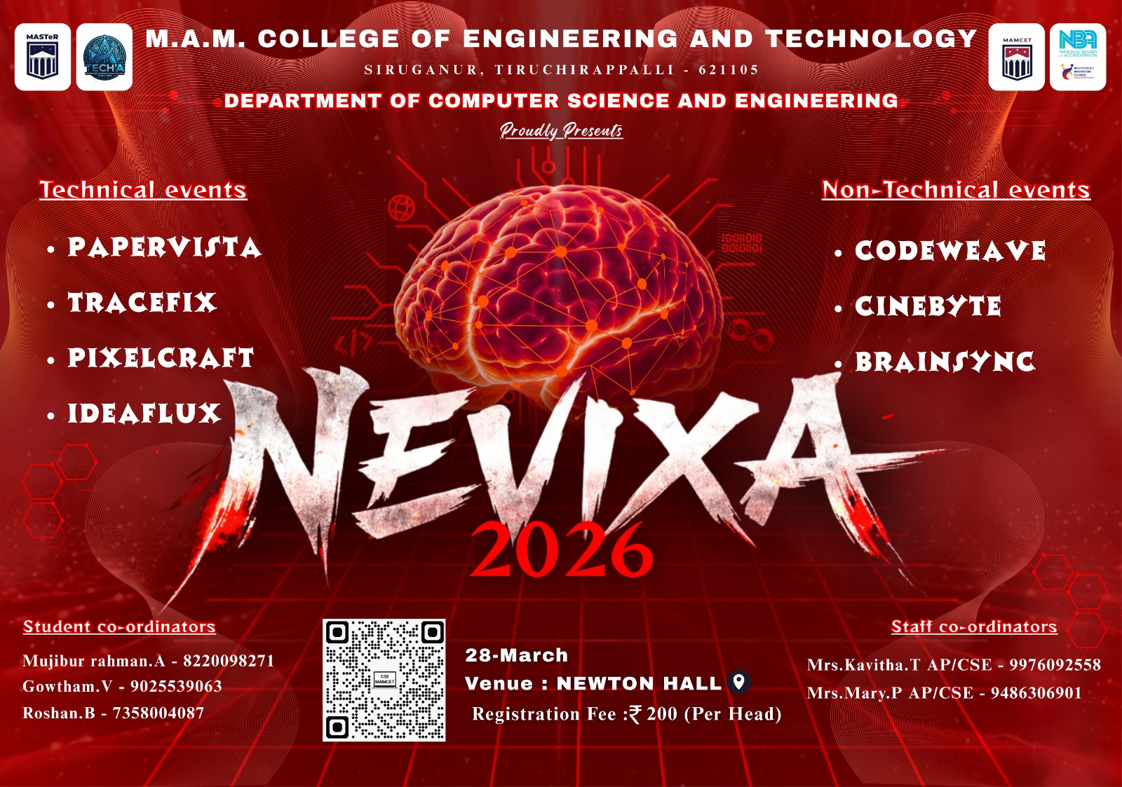 NEVIXA 2026, MAM College of Engineering and Technology
