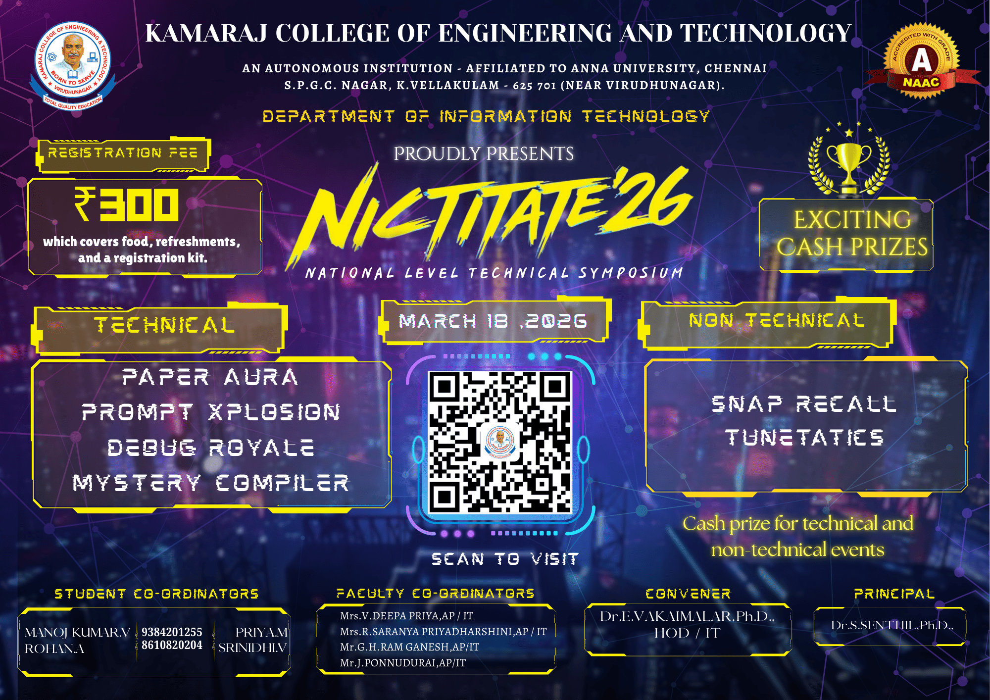 NICTITATE 26, Kamaraj College of Engineering and Technology, Virudhunagar