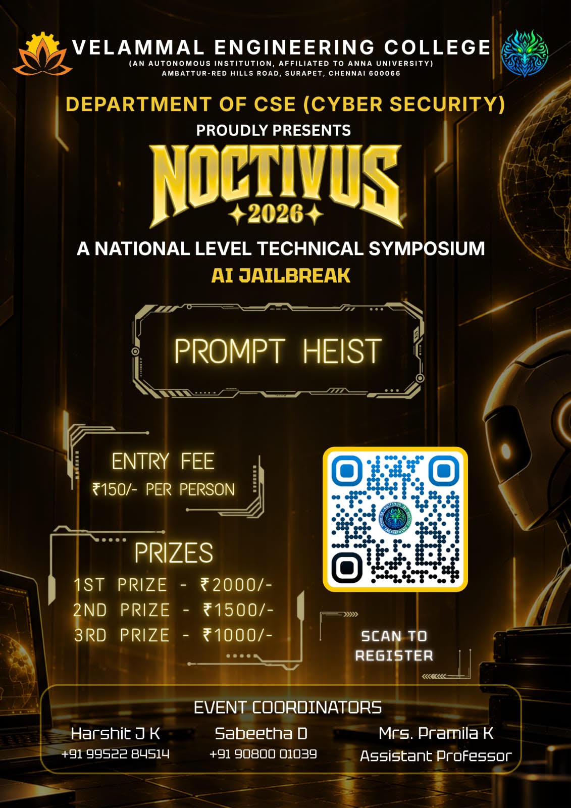 Noctivus'26 - Velammal Engineering College, Chennai Poster