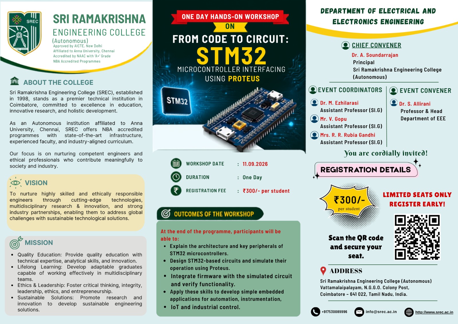 One day Workshop on From Code to Circuit: STM32 Microcontrollers Interfacing Using PROTEUS 2026 Poster