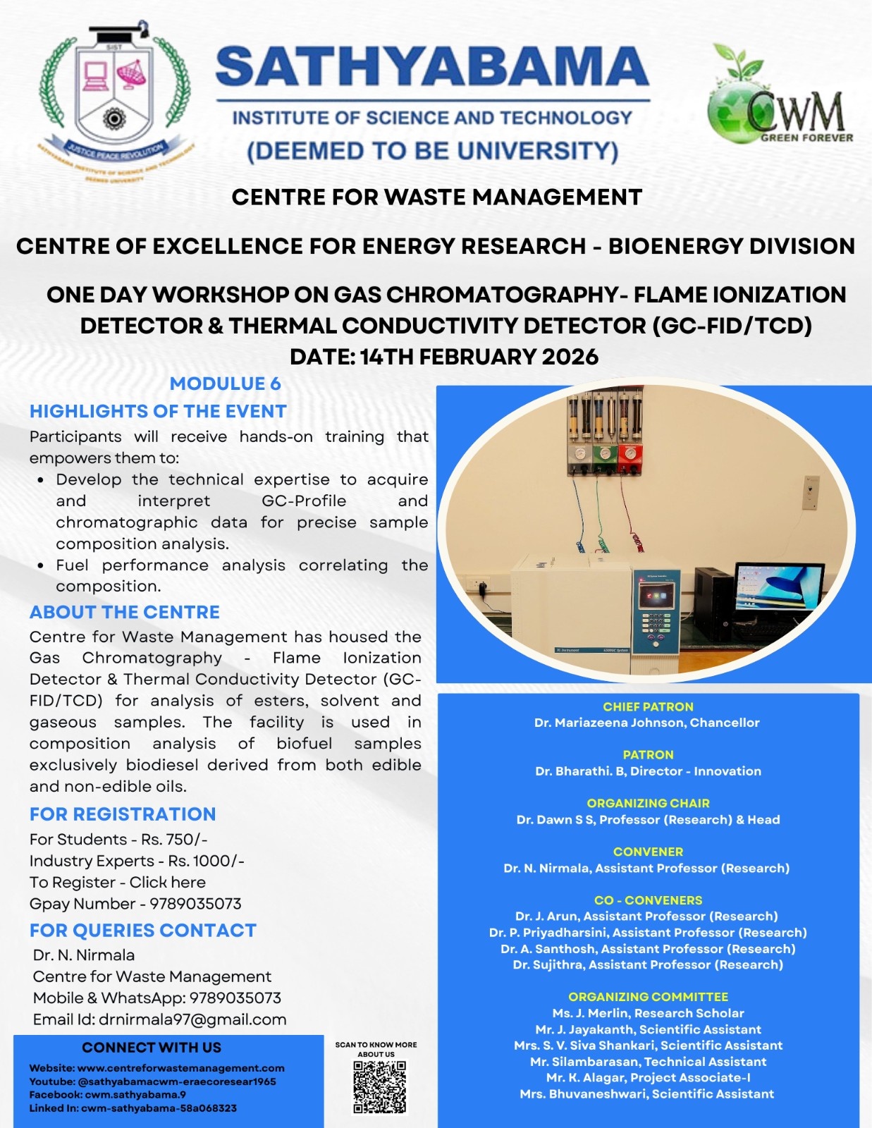 One Day Workshop on Gas Chromatography- Flame Ionization Detector & thermal Conductivity Detector (gc-fid/tcd) 2026