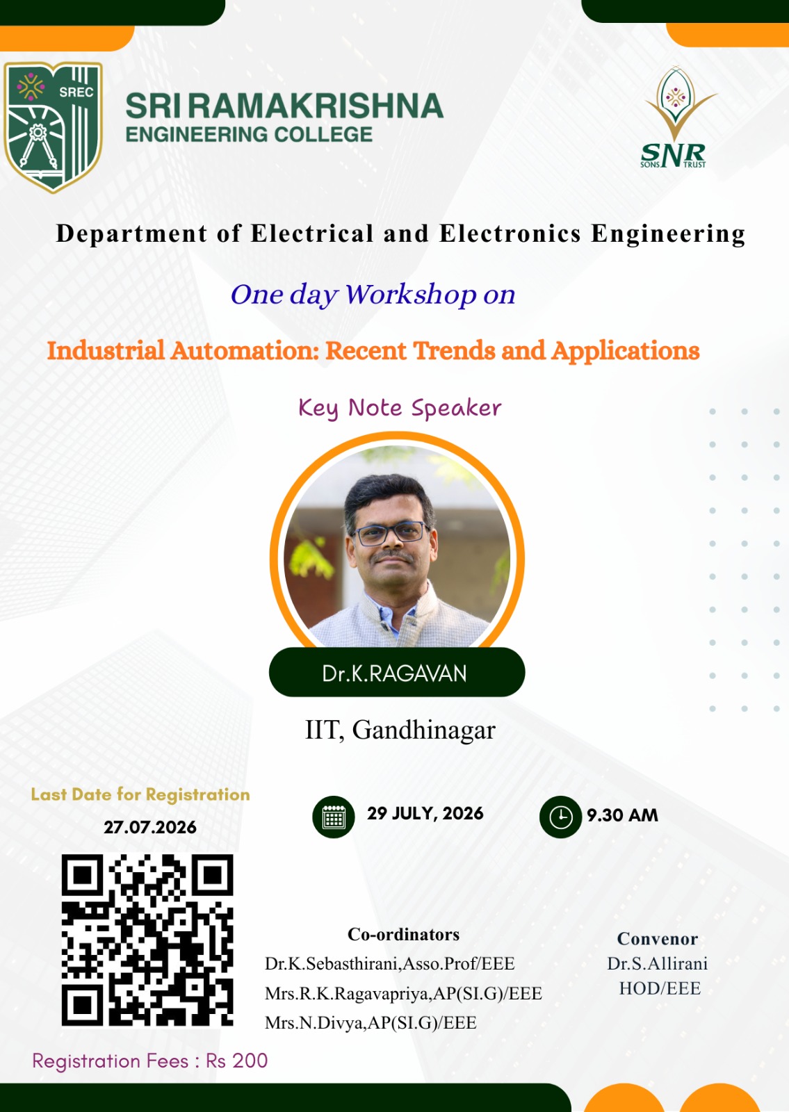 One day Workshop on Industrial Automation: Recent Trends and Applications 2026 Poster