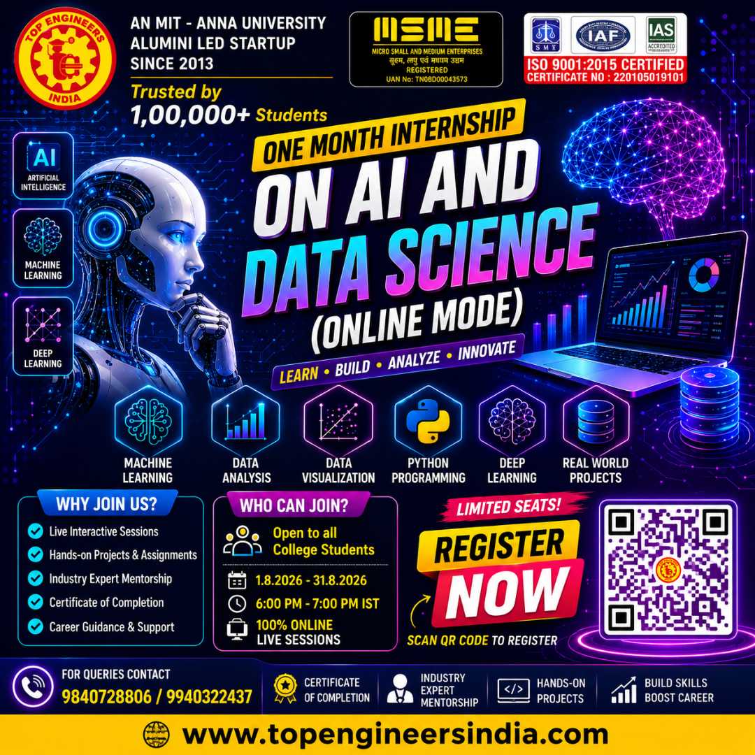One Month Internship on AI and Data Science (Online Mode) Poster