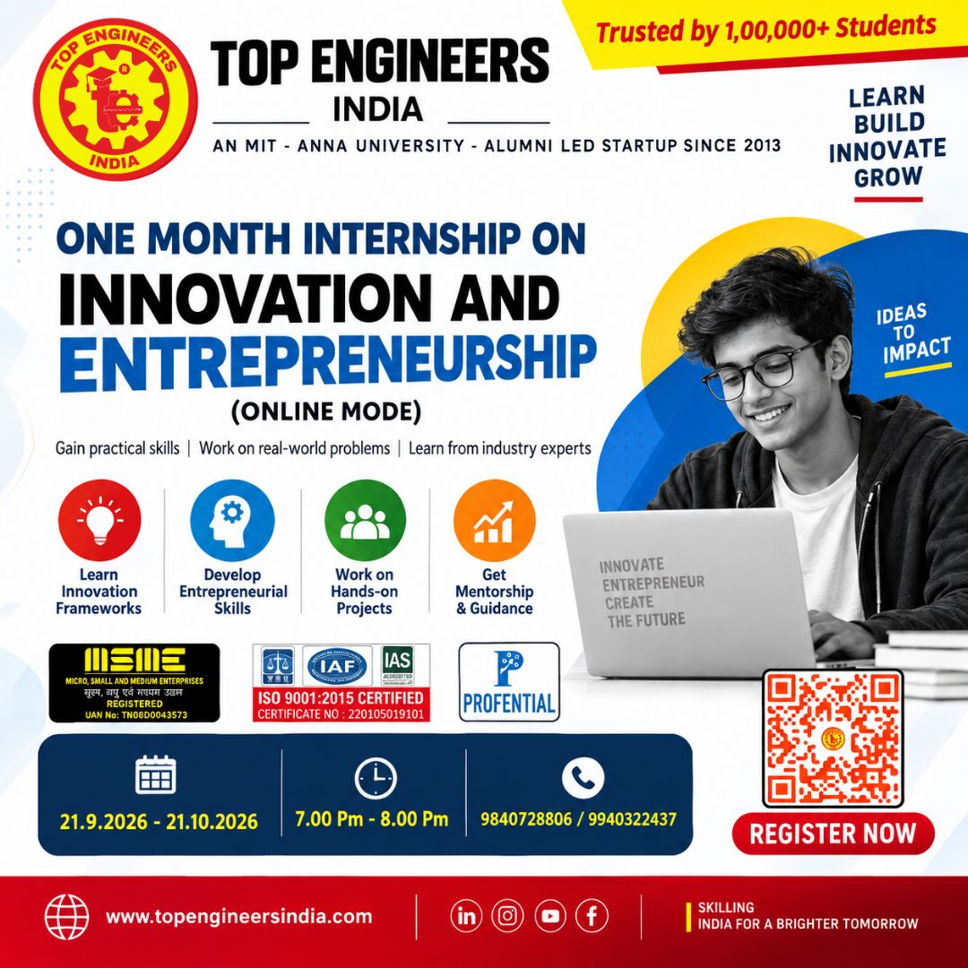 One Month Internship on Innovation and Entrepreneurship (online Mode) 2026