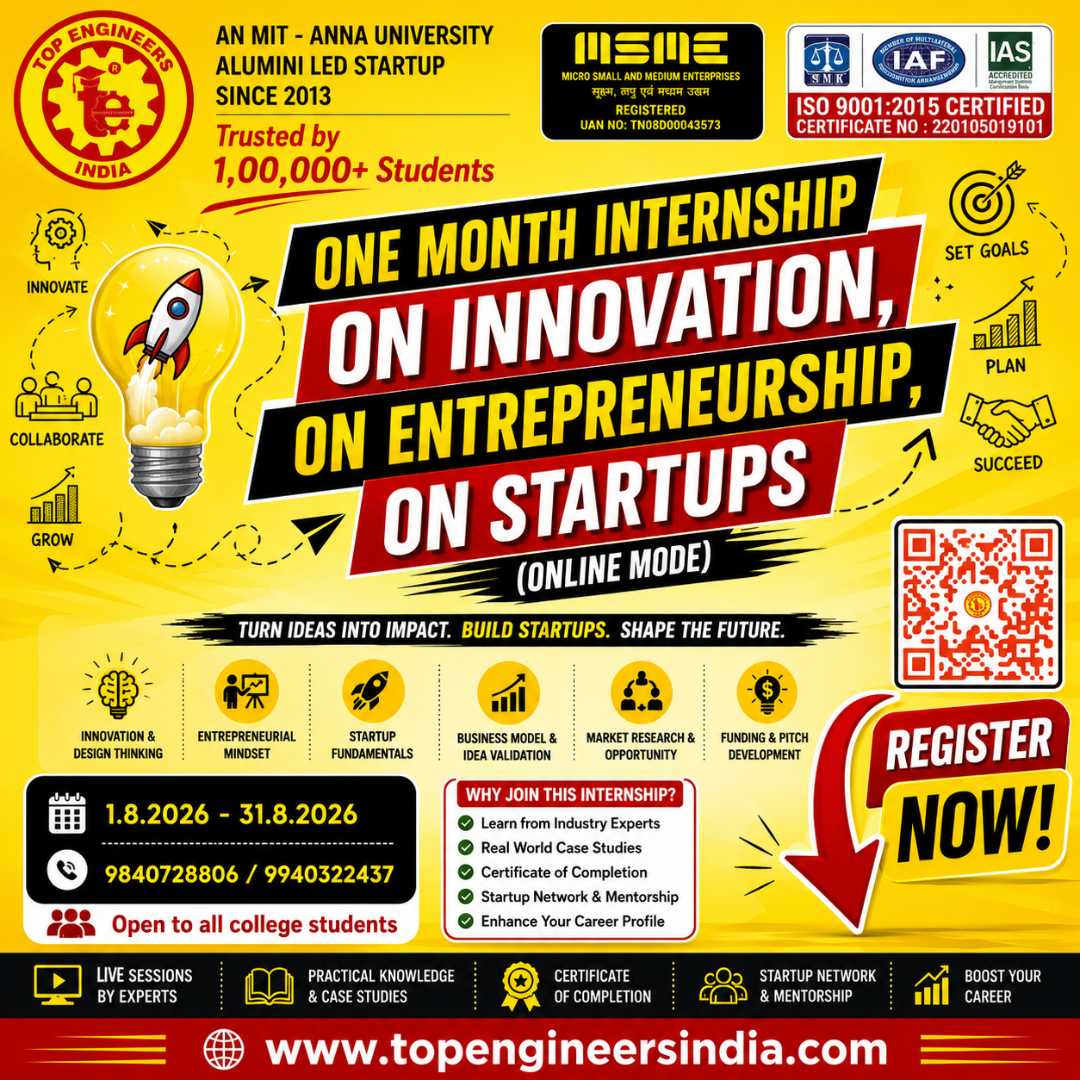 One Month Internship on Innovation, Entrepreneurship and Startups (Online Mode) Poster