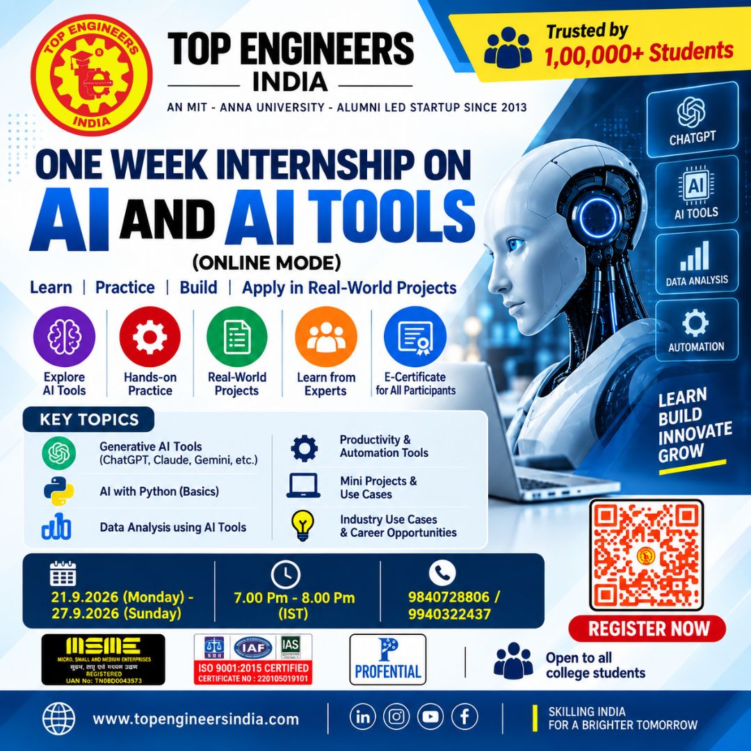 One Week Internship on AI and AI tools (online Mode) Poster
