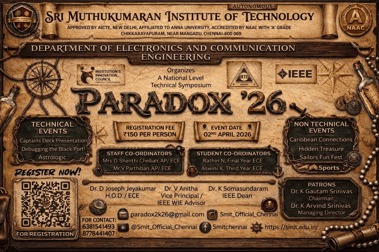 Paradox 2K26, Sri Muthukumaran Institute of Technology Poster