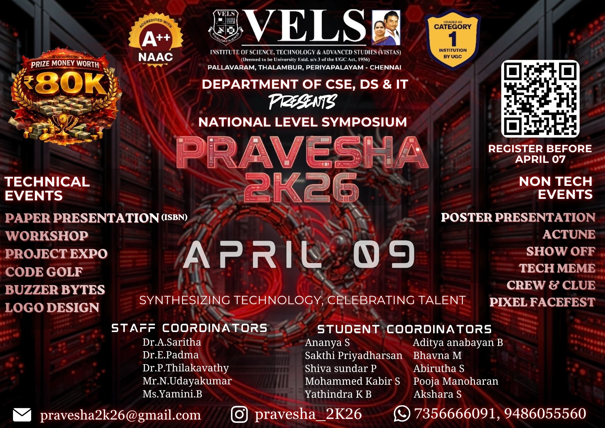 Pravesha-2K26, Vels Institute of Science, Technology and Advanced Studies (VISTAS) Poster