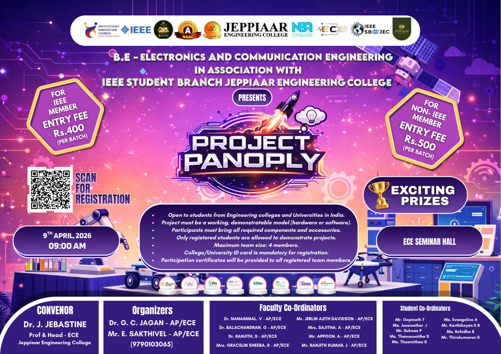 Project Panoply 2026, Jeppiaar Engineering College Poster