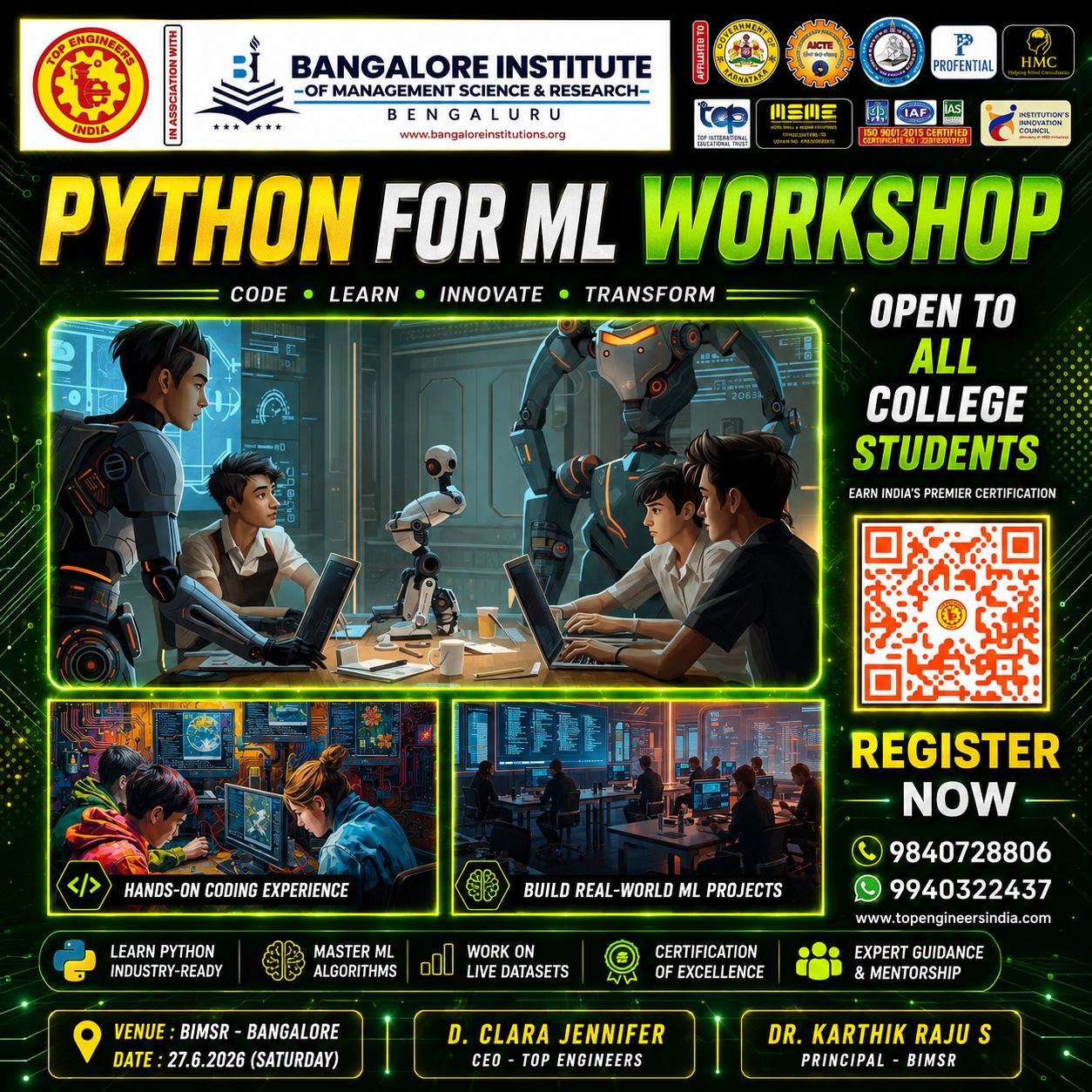 Python for ML Workshop 2026, BIMSR Bengaluru, 27th June 2026 Poster