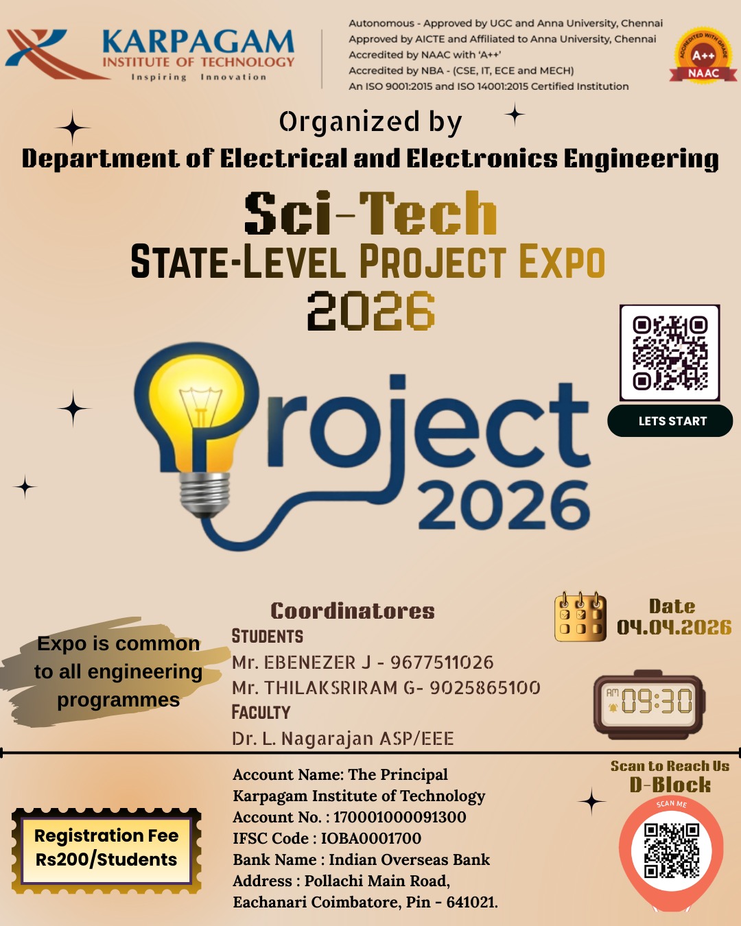 Sci-Tech 2026, Karpagam Institute of Technology Coimbatore Poster