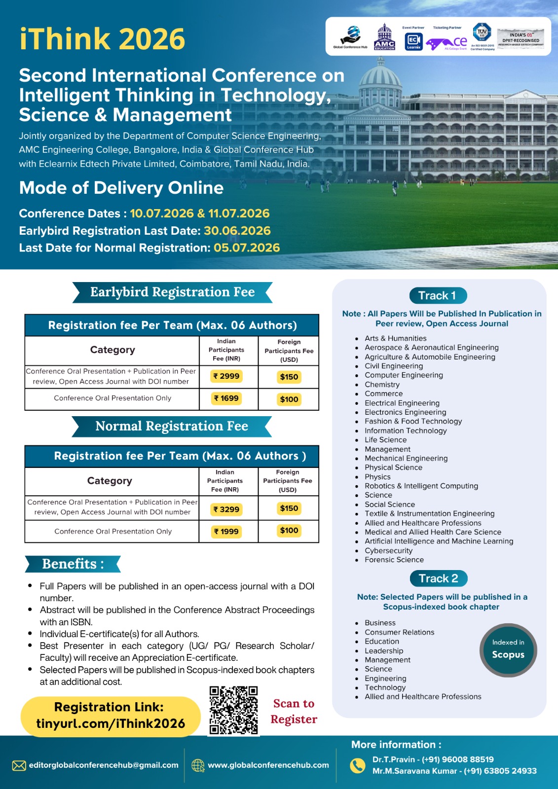 Second International Conference on Intelligent Thinking in Technology, Science & Management 2026 Poster
