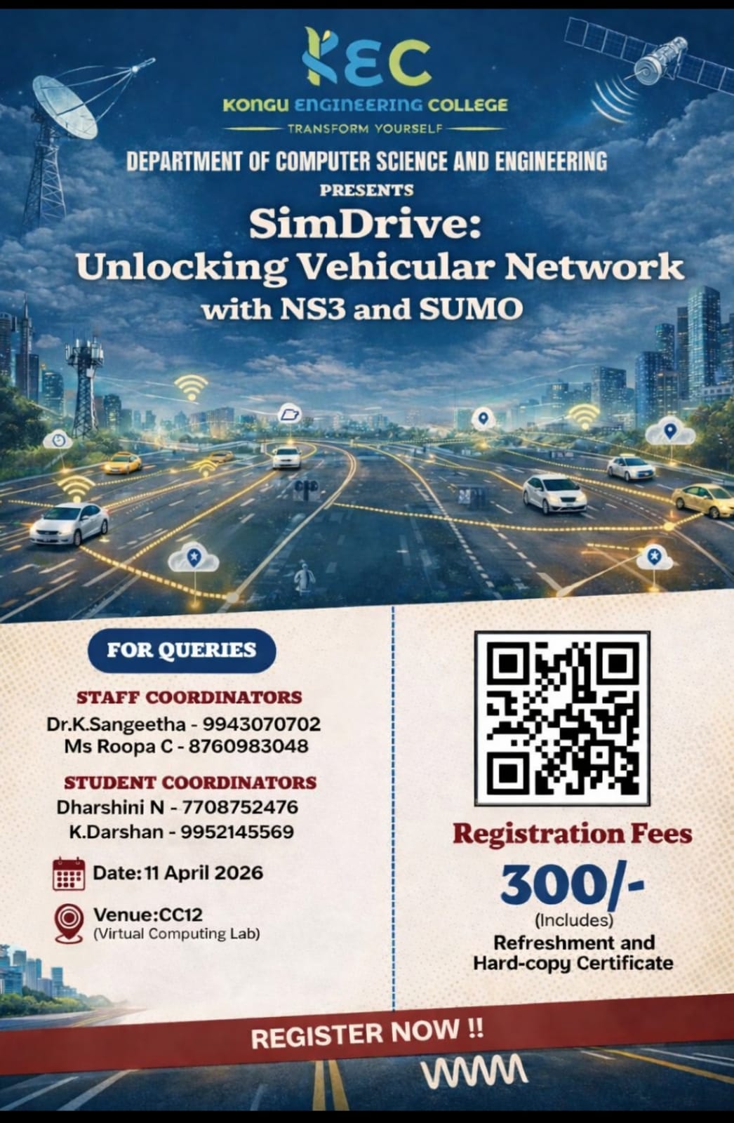 SimDrive : Unlocking Vehicular Network 2026- Kongu Engineering College