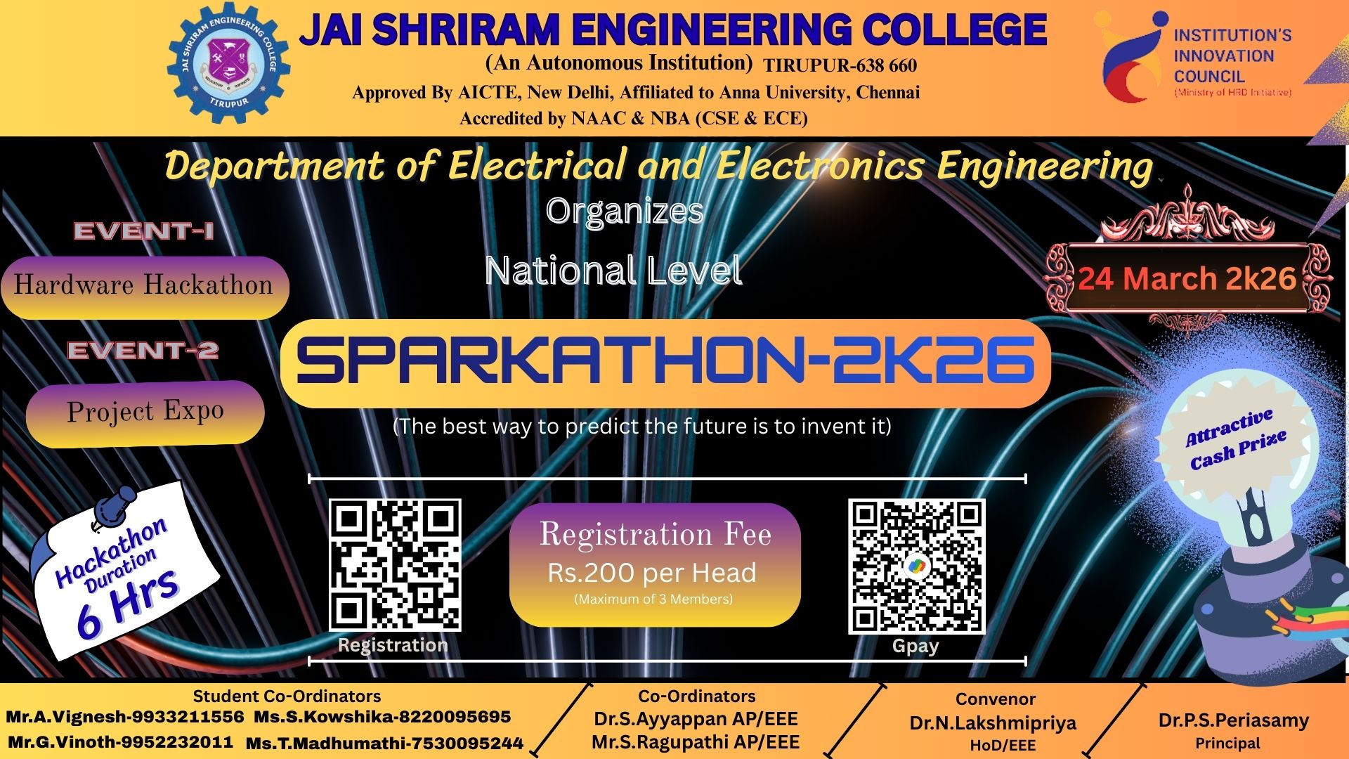 SPARKATHON-2K25, Jai Shriram Engineering College Poster