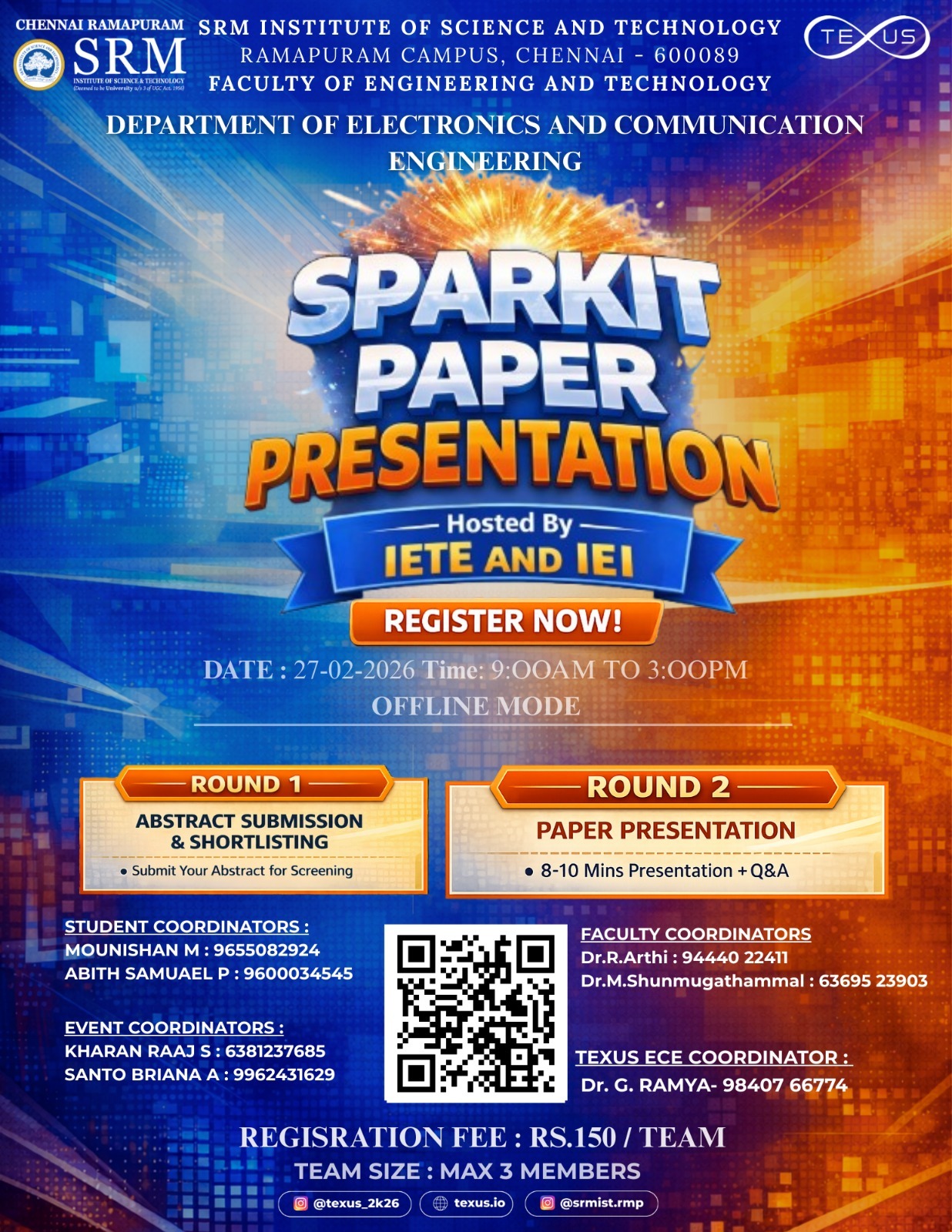 Sparkit 2026, SRM Institute of Science and Technology Ramapuram Campus