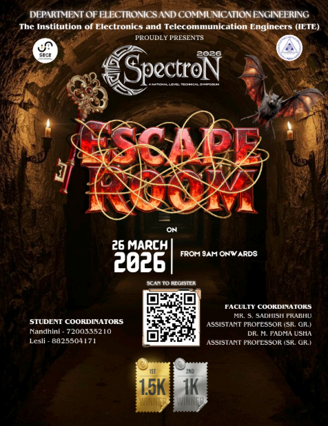 Spectron 2026 - Escape Room- BS Abdur Rahman Crescent Institute of Science and Technology, Chennai Poster