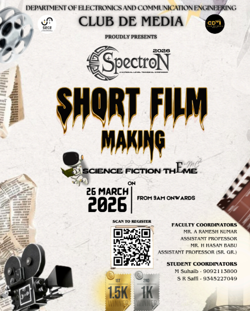 Spectron 2026 - Short Film Making- BS Abdur Rahman Crescent Institute of Science and Technology, Chennai Poster