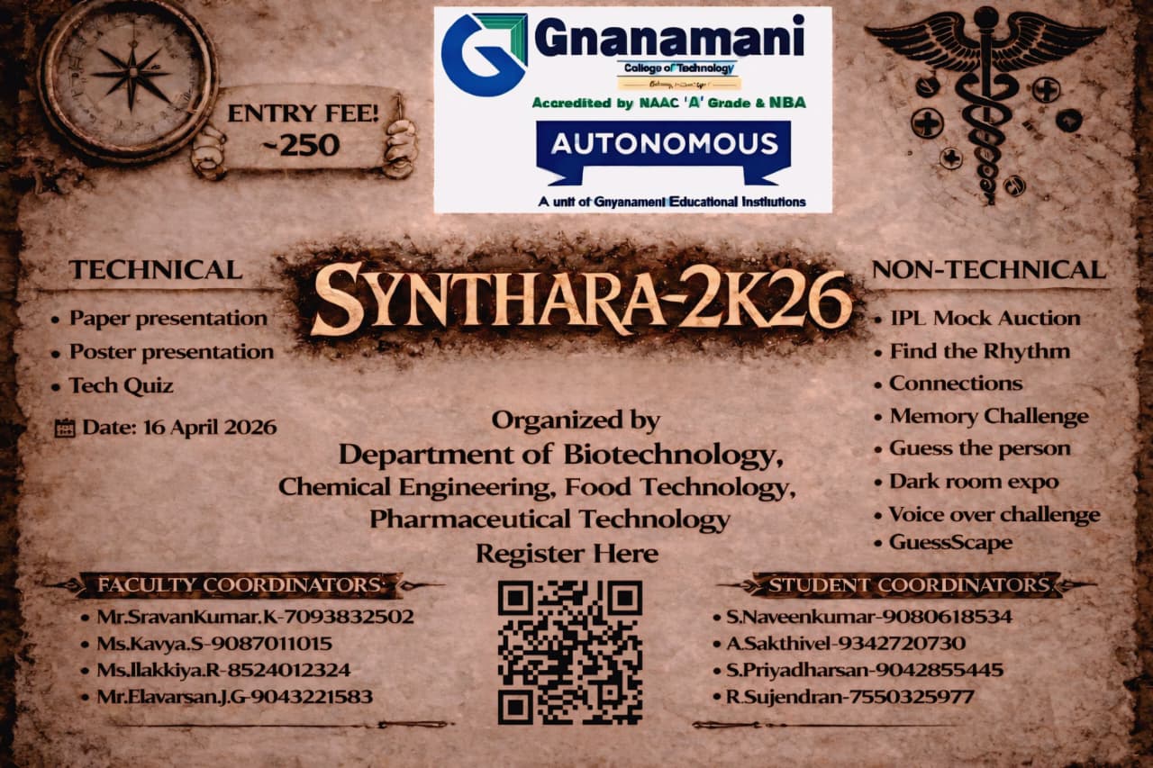 Synthara 2026, Gnanamani College of Technology Namakkal