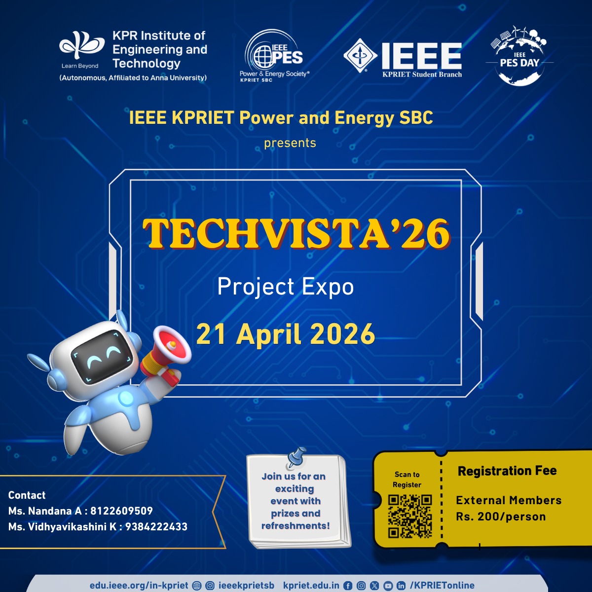 TECHVISTA’26, KPR Institute of Engineering and Technology Coimbatore Poster