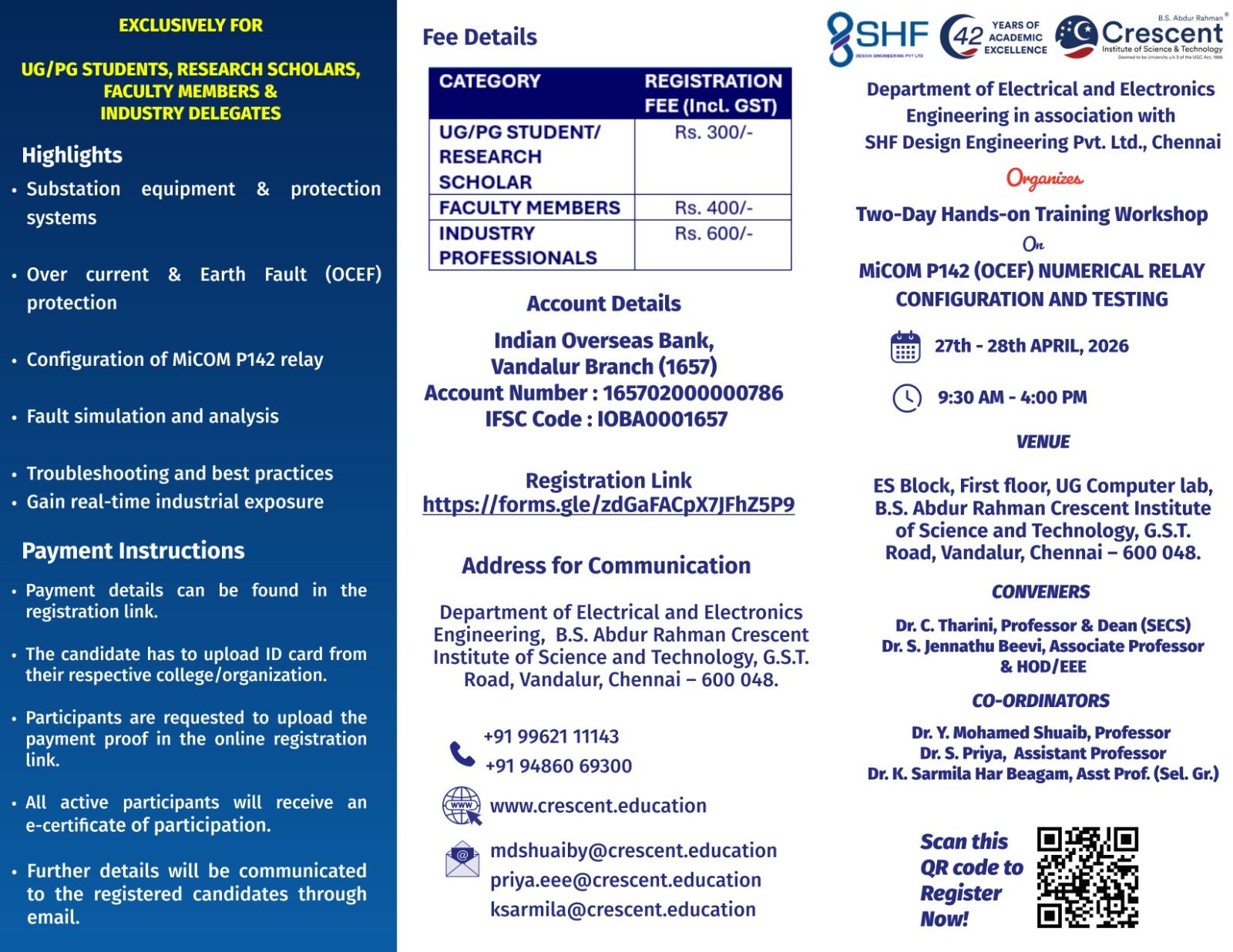 Two-Day Hands-on Training MiCOM P142 (OCEF) Numerical Relay Configuration & Testing Workshop 2026