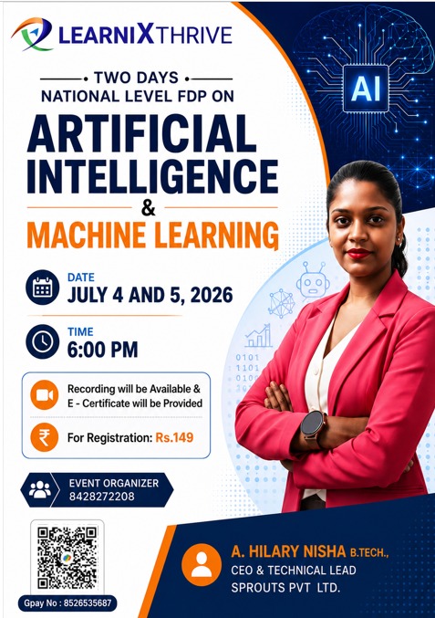 Two-Day National Level FDP on Artificial Intelligence & Machine Learning 2026 Poster