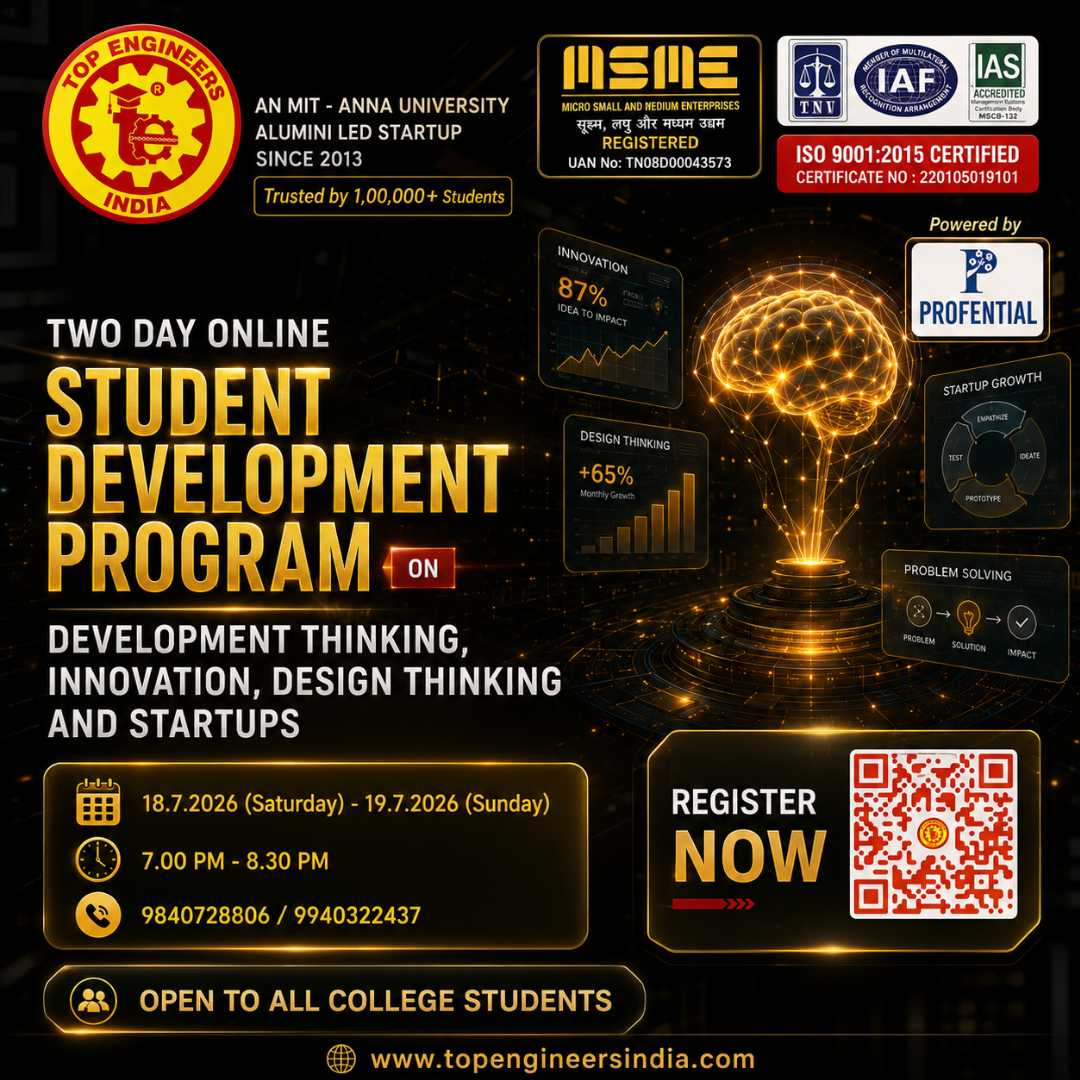 Two Day Online Student Development Program on Innovation, Design Thinking and Startups 2026 Poster