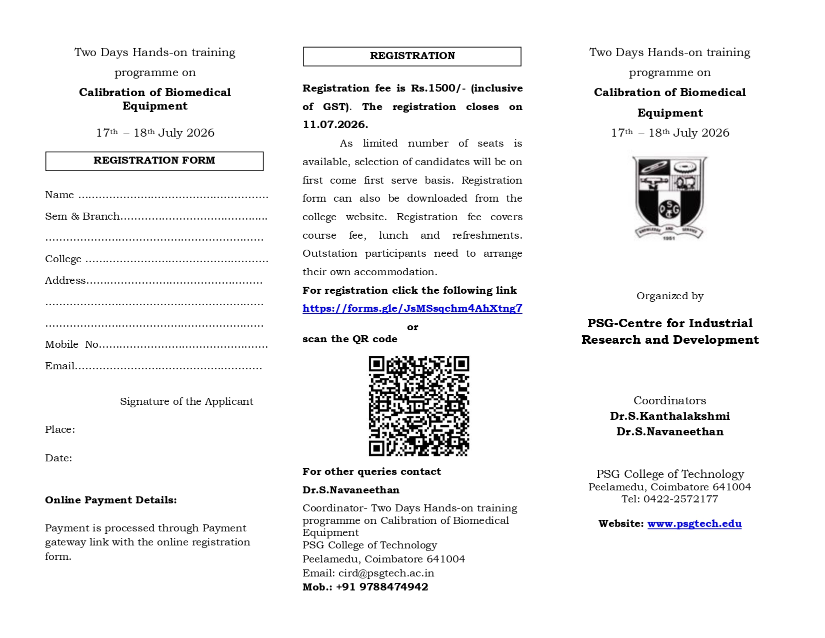 Two Days Hands-on training programme on Calibration of Biomedical Equipment 2026 Poster