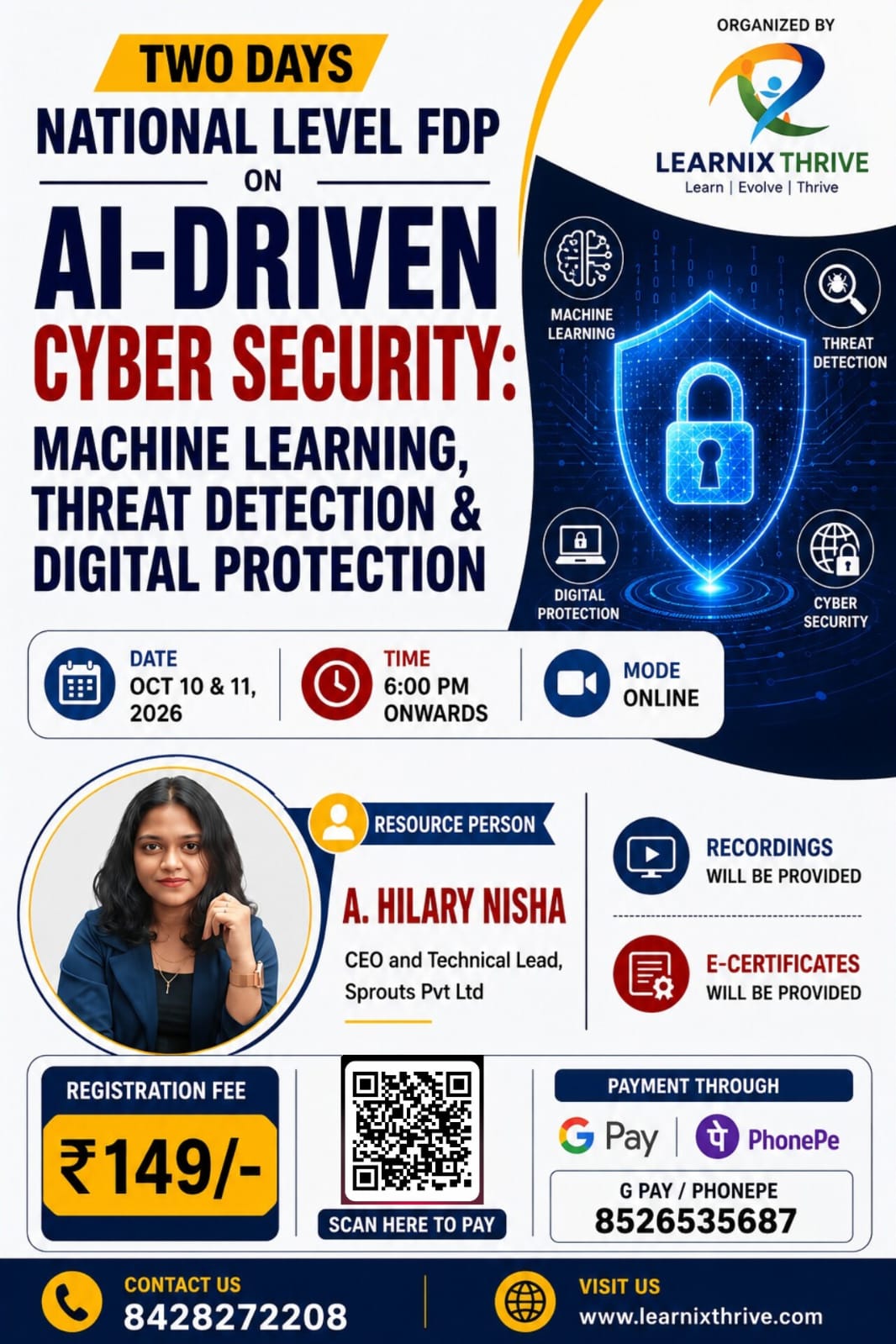 Two Days National Level FDP on ai-driven Cyber Security: Machine Learning, Threat Detection & Digital Protection 2026