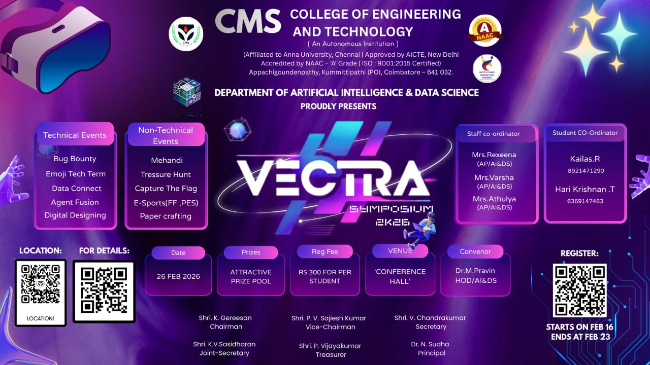 VECTRA 2K26, CMS College of Engineering and Technology