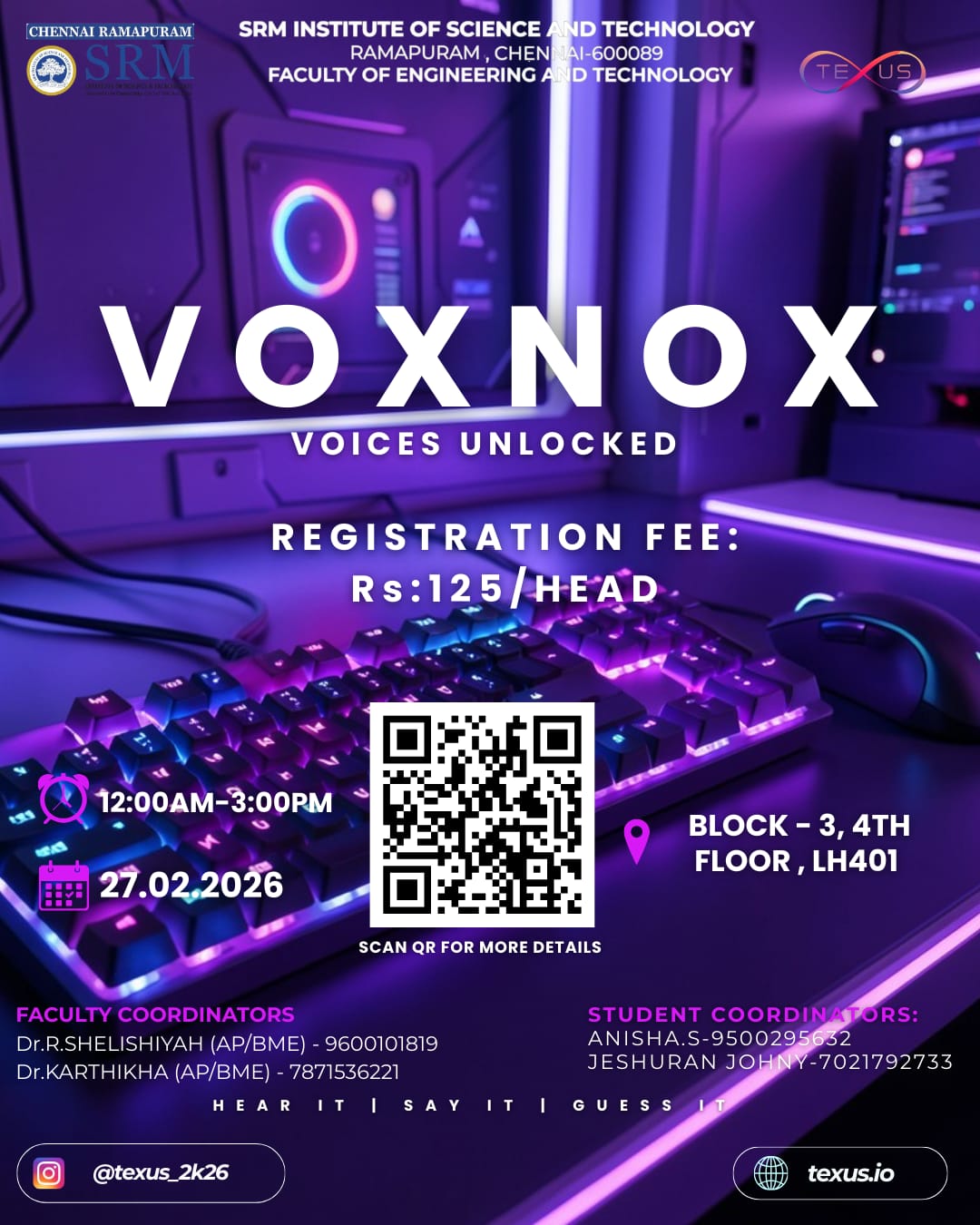 VOX-NOX 2026, SRM Institute of Science and Technology Ramapuram Campus
