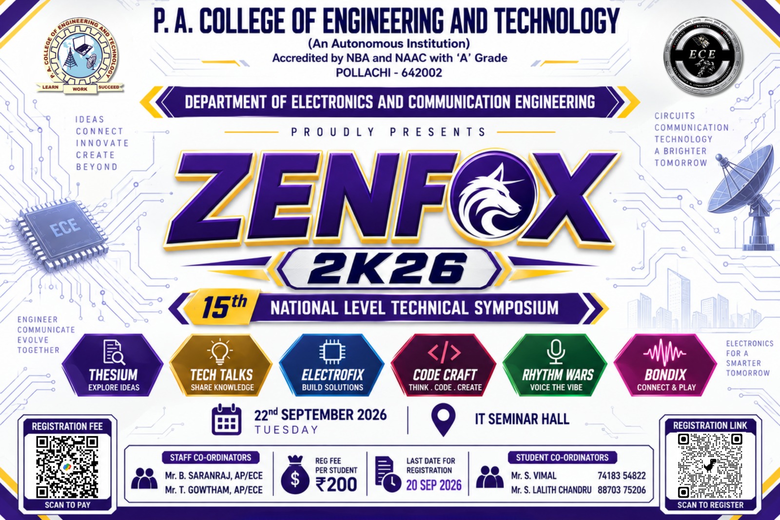 ZENFOX 2K26, P.A. College of Engineering and Technology, Pollachi Poster
