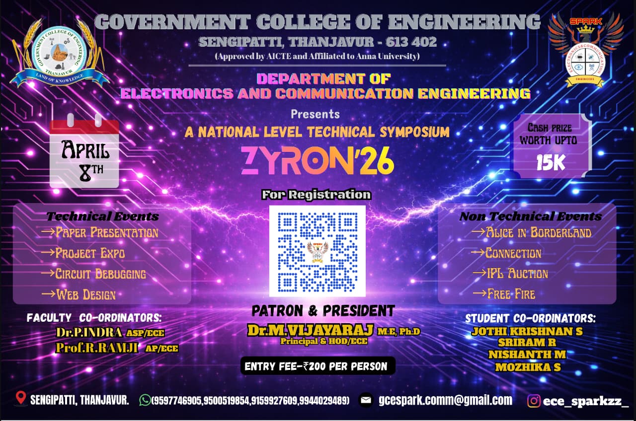 ZYRON'26, Government College of Engineering Sengipatti Poster