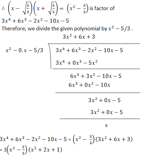 NCERT Solutions for Class 10th Mathematics: Chapter 2 Polynomials Ex. 2.3 Que. 3