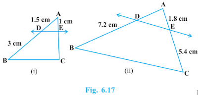 NCERT Solutions for Class 10th Mathematics: Chapter 6 - Triangles Ex. 6.2 Que. 1