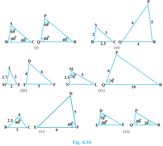 Triangles Exercise 6.3 Question No. 1