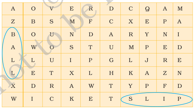 Word Search Question The Story of Cricket NCERT Solutions for 7th Class English: Chapter 10-The Story of Cricket