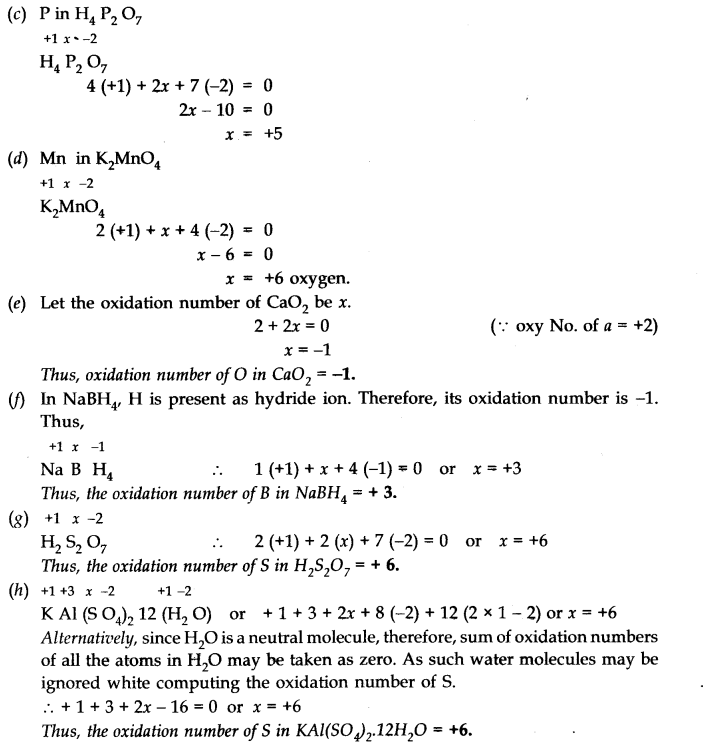 NCERT Solutions for 11th Class Chemistry: Chapter 8-Redox Reactions Que. 1