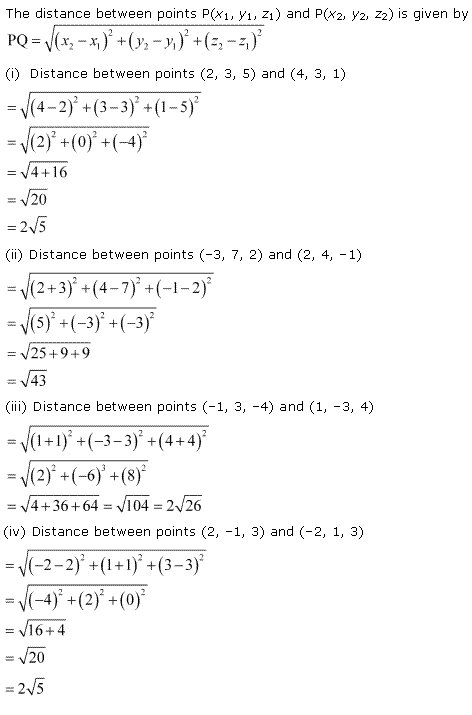 NCERT Solutions for 11th Class Maths: Chapter 12-Introduction to three Dimensional Geometry Ex. 12.2 Que. 1