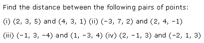 NCERT Solutions for 11th Class Maths: Chapter 12-Introduction to three Dimensional Geometry Ex. 12.2 Que. 1