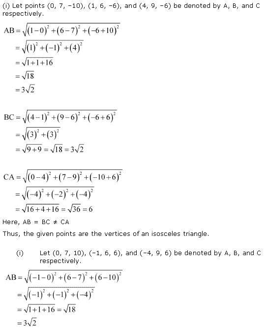 NCERT Solutions for 11th Class Maths: Chapter 12-Introduction to three Dimensional Geometry Ex. 12.2 Que. 3