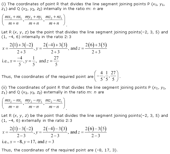 NCERT Solutions for 11th Class Maths: Chapter 12-Introduction to three Dimensional Geometry Ex. 12.3 Que. 1