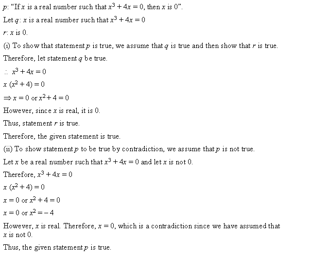 NCERT Solutions for 11th Class Maths: Chapter 14-Mathematical Reasoning Ex. 14.5 Que. 1