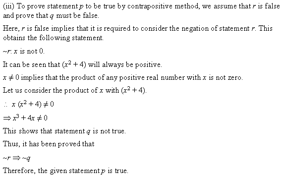 NCERT Solutions for 11th Class Maths: Chapter 14-Mathematical Reasoning Ex. 14.5 Que. 1
