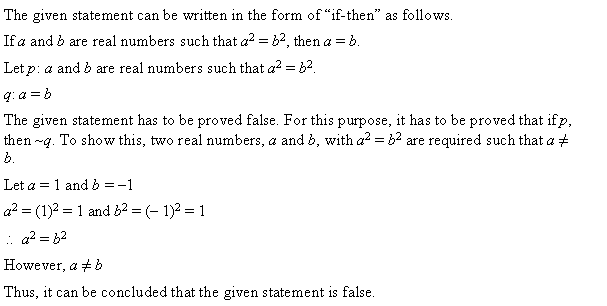 NCERT Solutions for 11th Class Maths: Chapter 14-Mathematical Reasoning Ex. 14.5 Que. 2