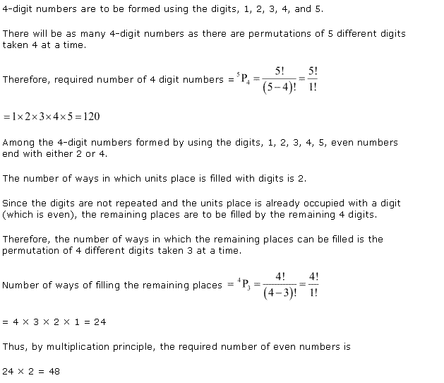 NCERT Solutions for 11th Class Maths: Chapter 7-Permutation and Combinations Ex. 7.3 Que. 4